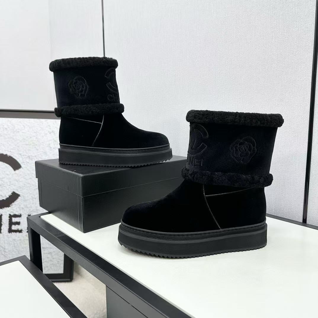 CHANE1 高品質カメリア ダブルCロゴ ショートブーツ【50％割引+送料無料】