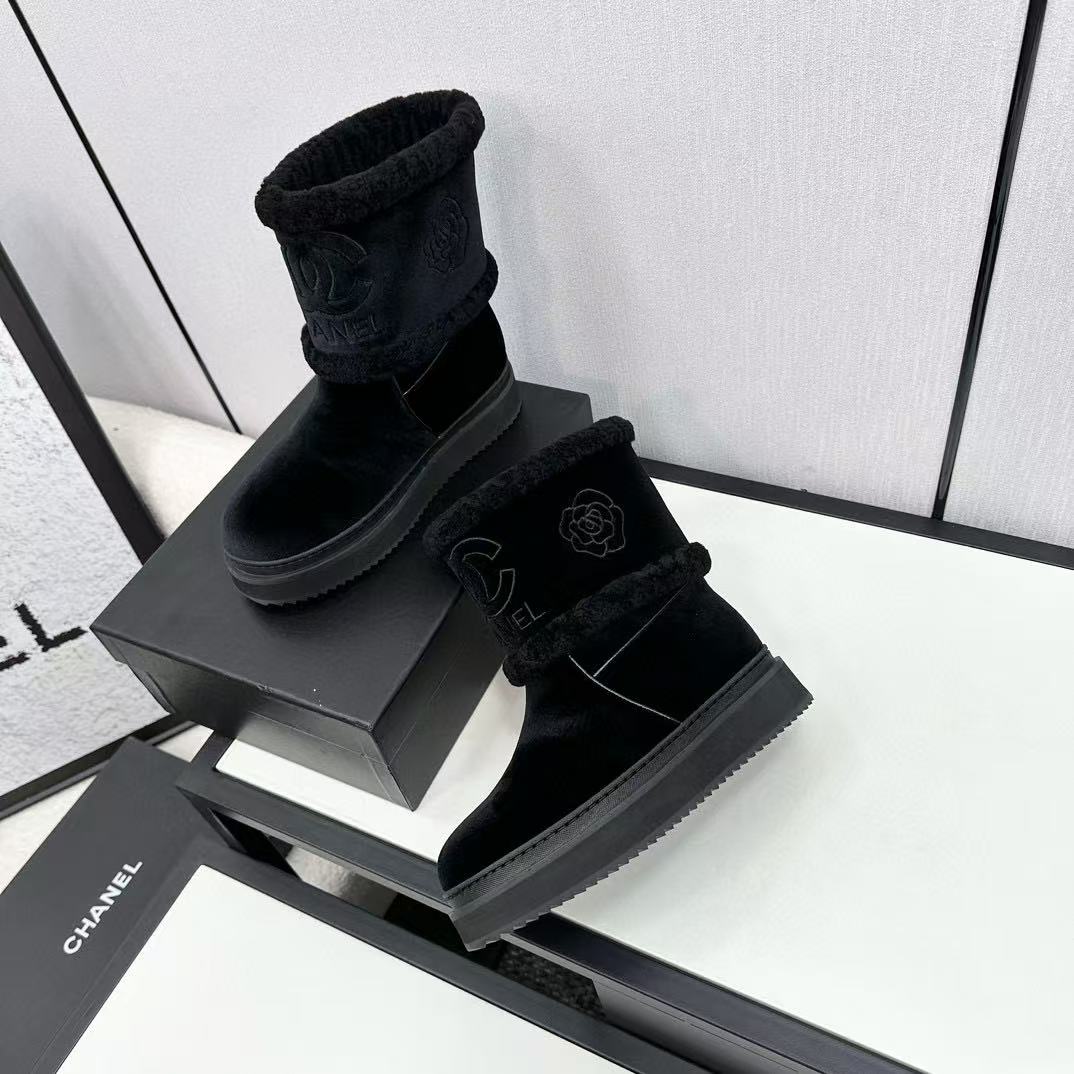 CHANE1 高品質カメリア ダブルCロゴ ショートブーツ【50％割引+送料無料】