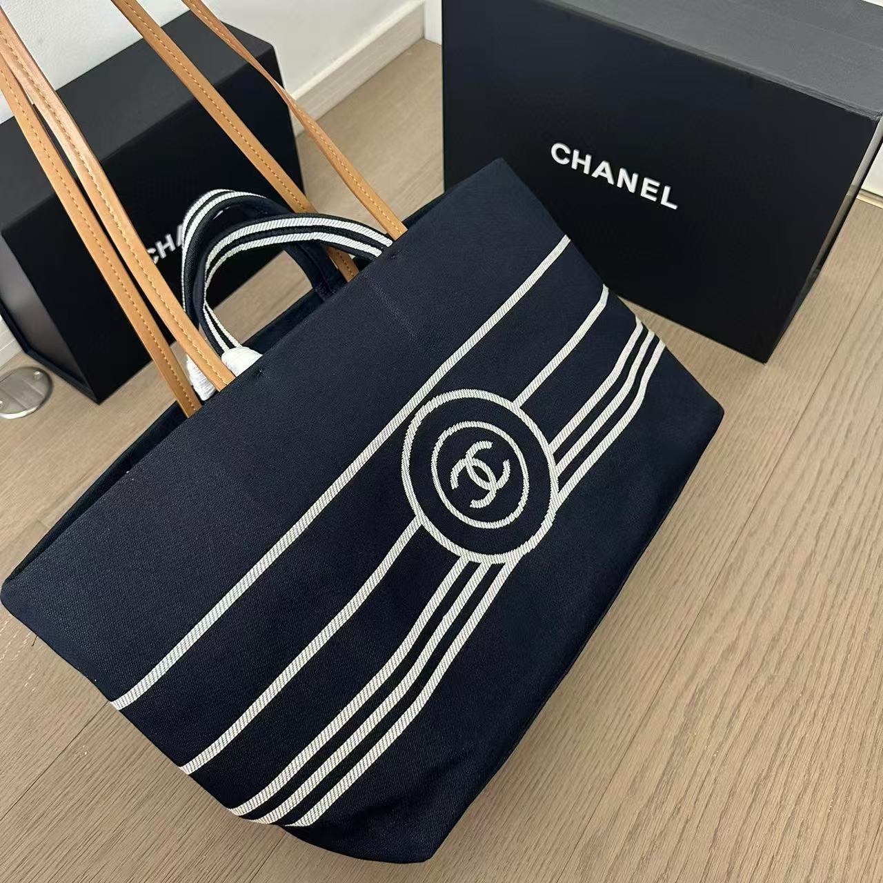 CHANE1 ストライプ ビーチバッグ【50％割引+送料無料】