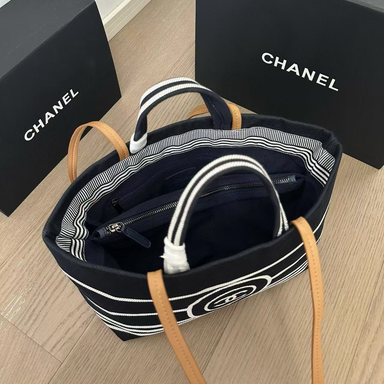 CHANE1 ストライプ ビーチバッグ【50％割引+送料無料】