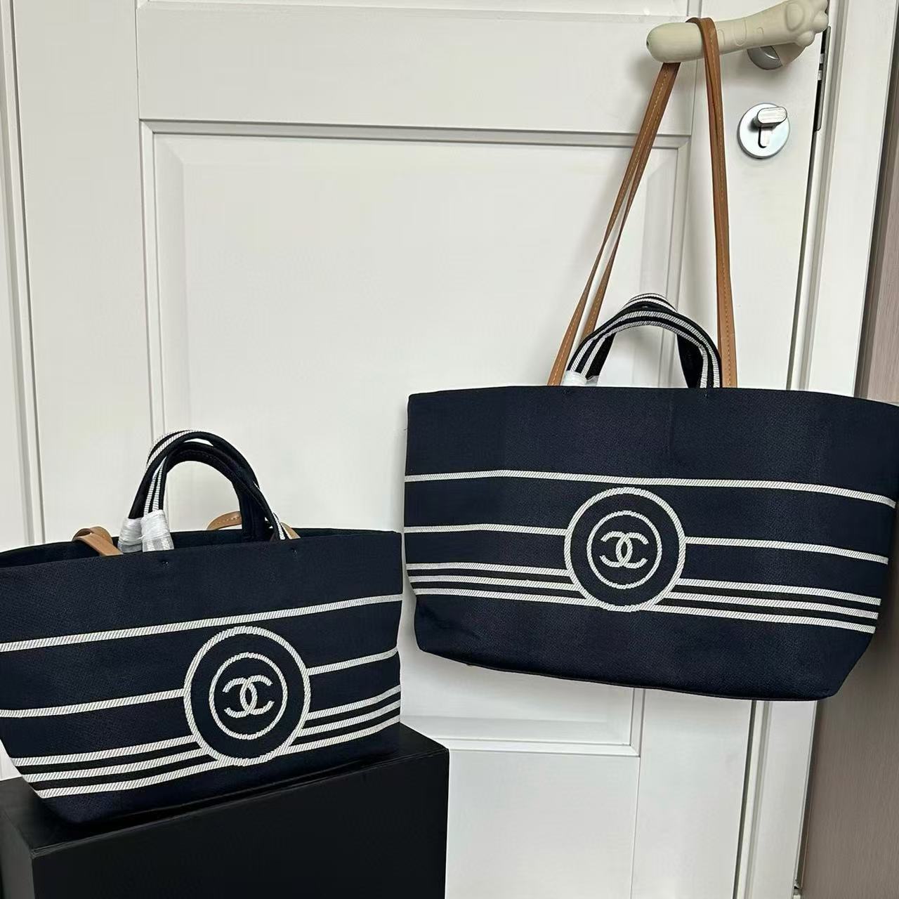 CHANE1 ストライプ ビーチバッグ【50％割引+送料無料】