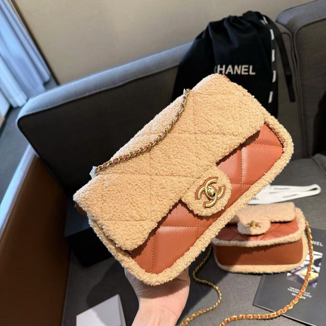 CHANE1 シェルパ CF ショルダーチェーンバッグ【50％割引+送料無料】