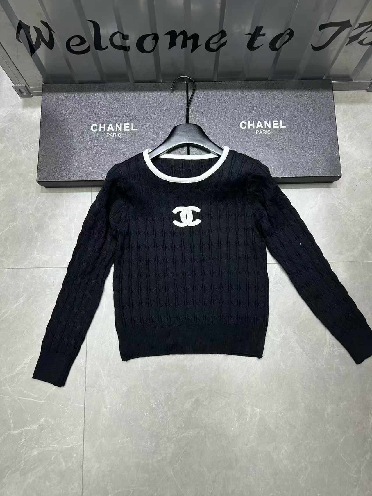 CHANE1 ダブル C ロゴ ウール セーター【50％割引+送料無料】