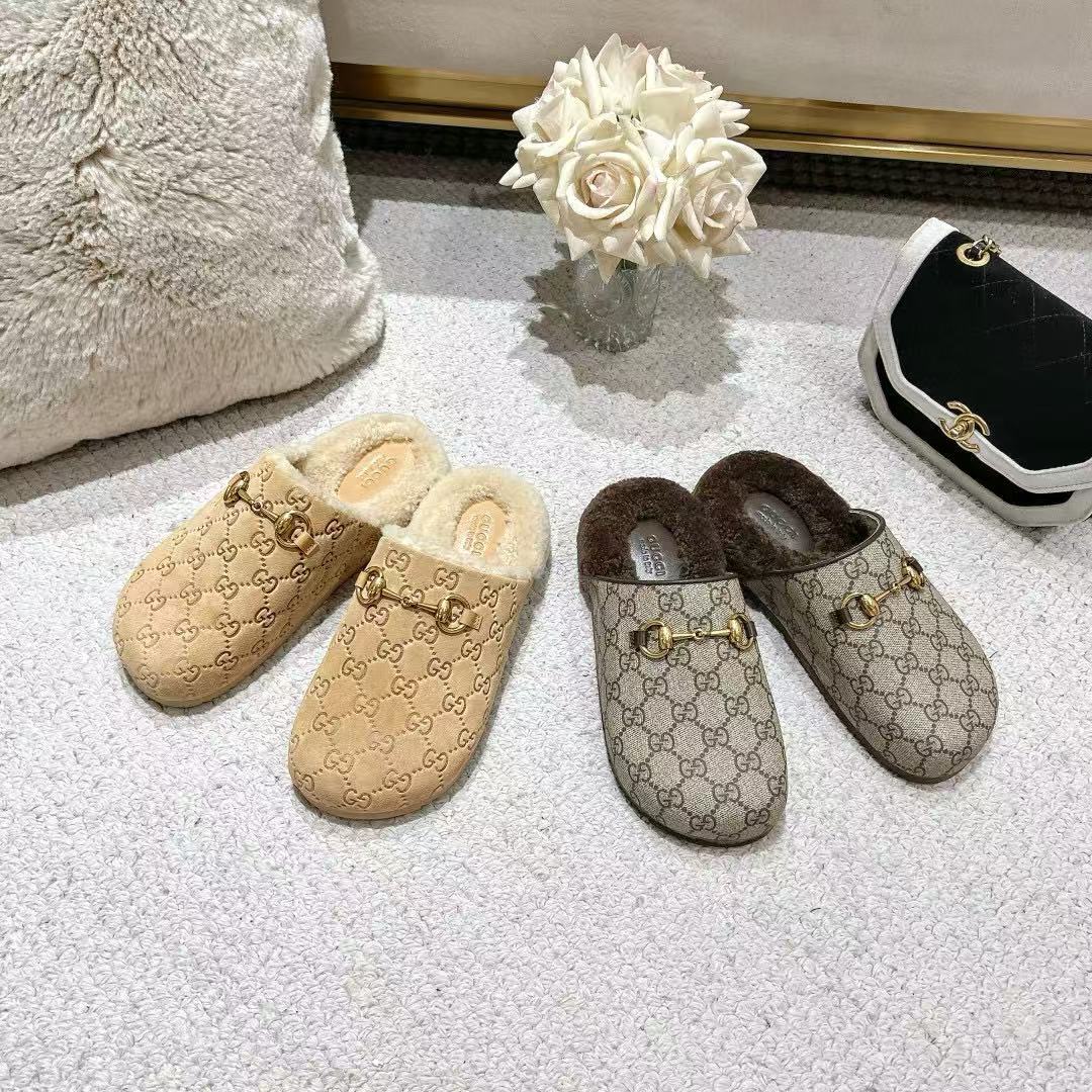 GUCC1 高品質ホースビットウールスリッパ【50％割引+送料無料】