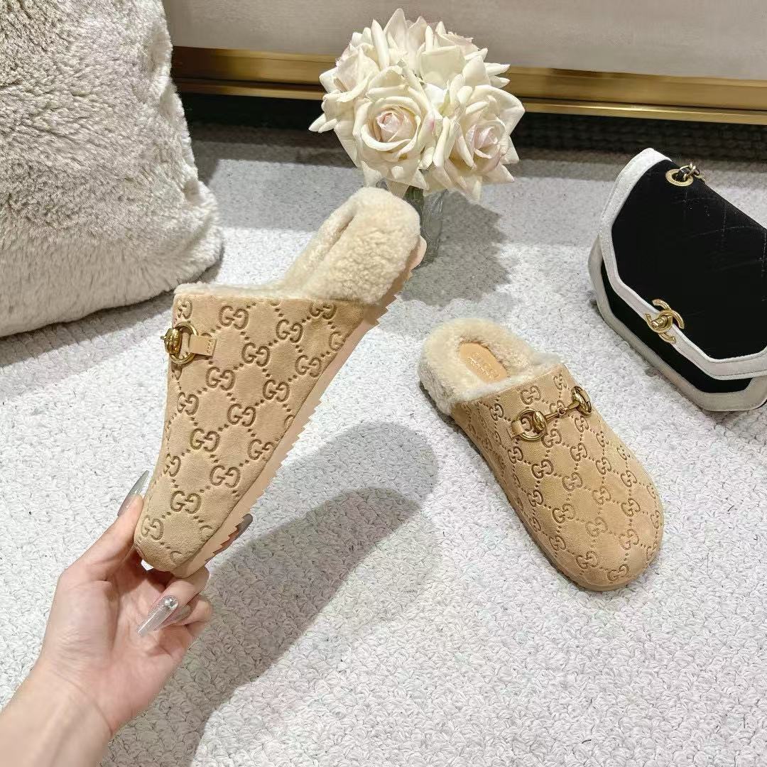 GUCC1 高品質ホースビットウールスリッパ【50％割引+送料無料】