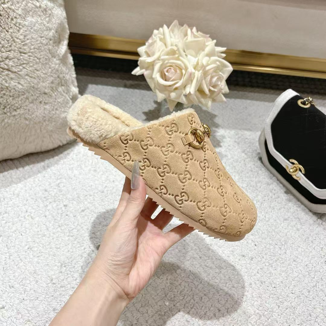 GUCC1 高品質ホースビットウールスリッパ【50％割引+送料無料】