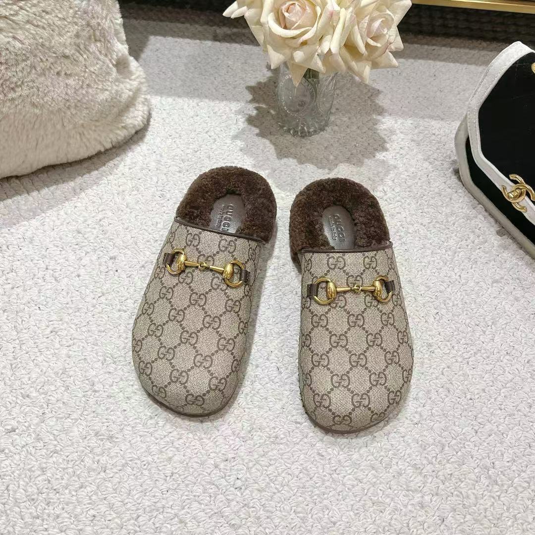 GUCC1 高品質ホースビットウールスリッパ【50％割引+送料無料】