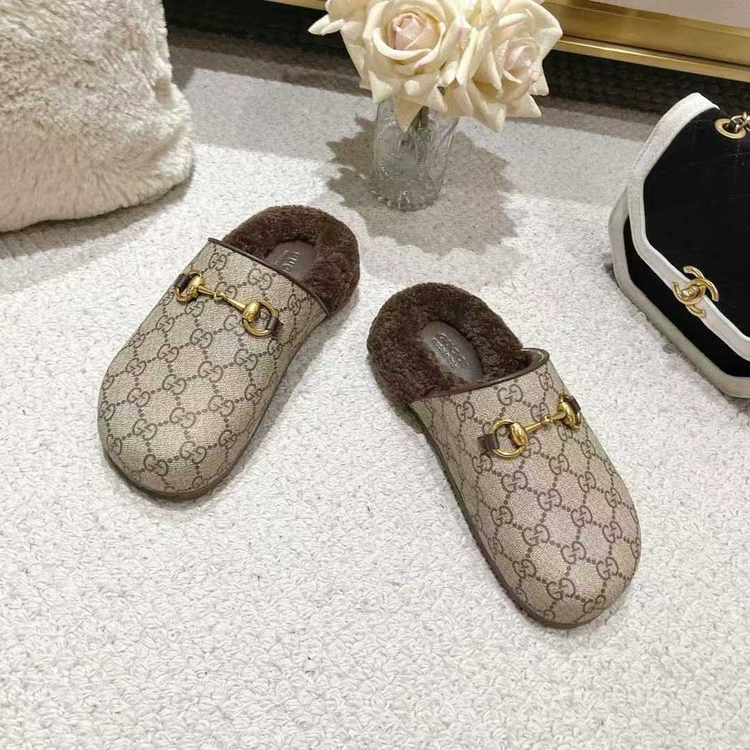 GUCC1 高品質ホースビットウールスリッパ【50％割引+送料無料】