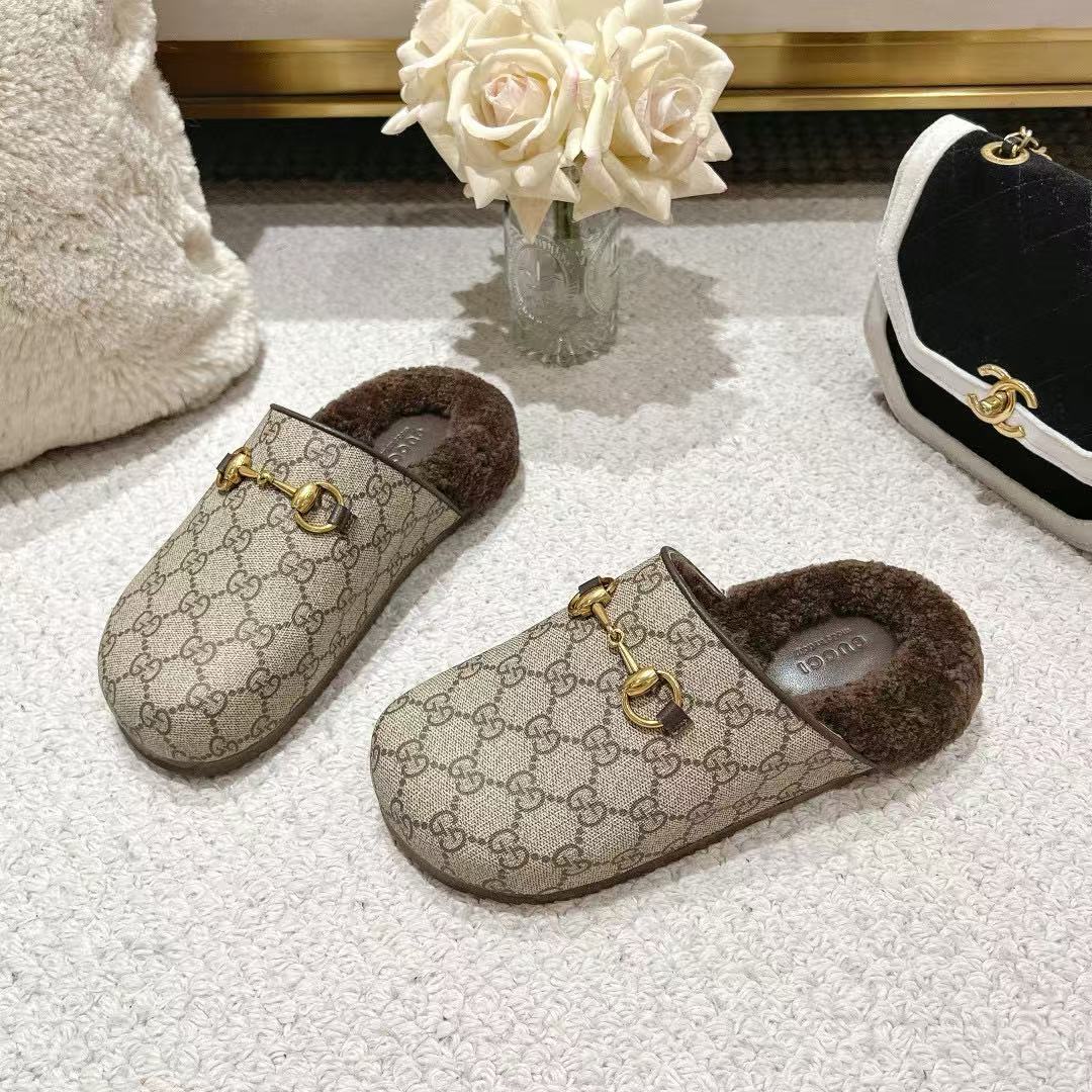 GUCC1 高品質ホースビットウールスリッパ【50％割引+送料無料】