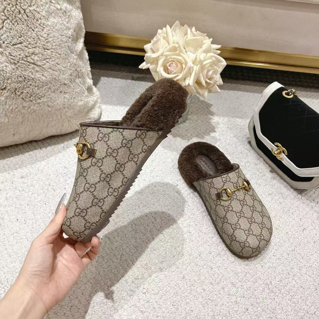 GUCC1 高品質ホースビットウールスリッパ【50％割引+送料無料】