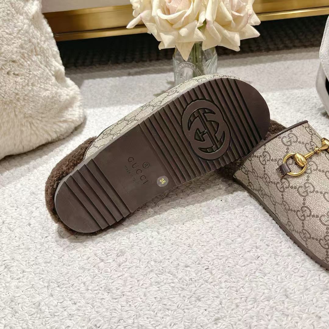 GUCC1 高品質ホースビットウールスリッパ【50％割引+送料無料】