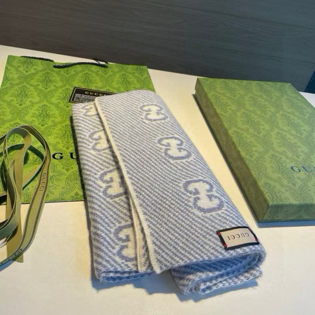 GUCC1 ジャガードカシミヤスカーフ【50％割引+送料無料】