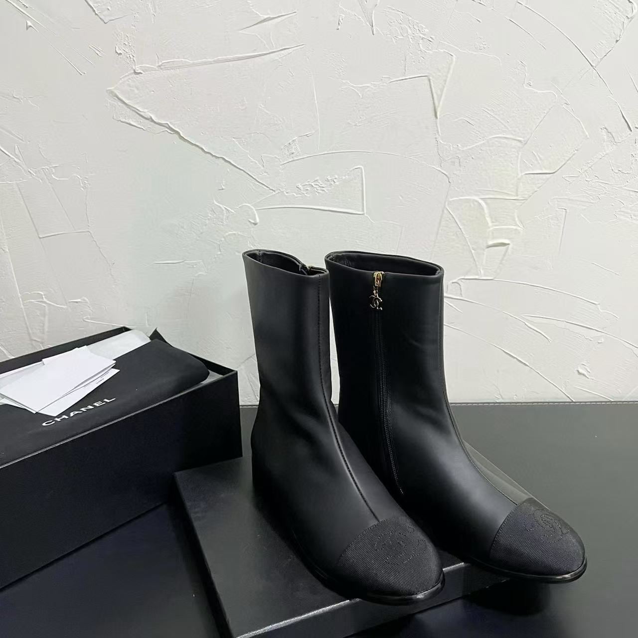 CHANE1高品質フラットアンクルブーツ【50％割引+送料無料】