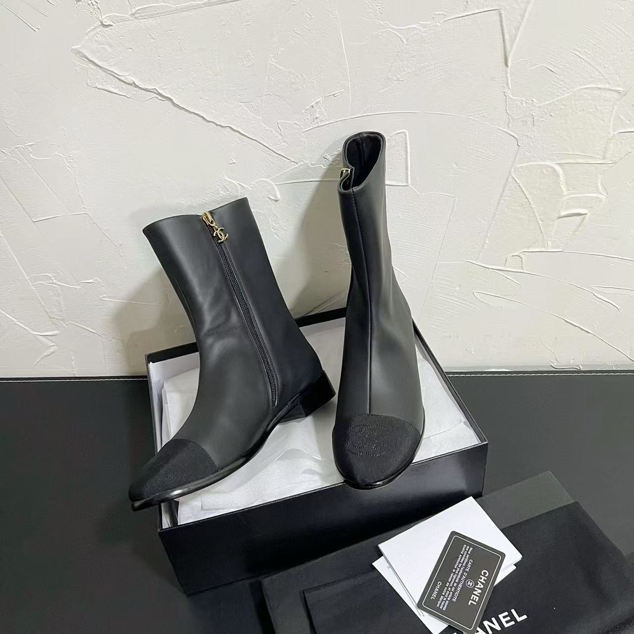 CHANE1高品質フラットアンクルブーツ【50％割引+送料無料】