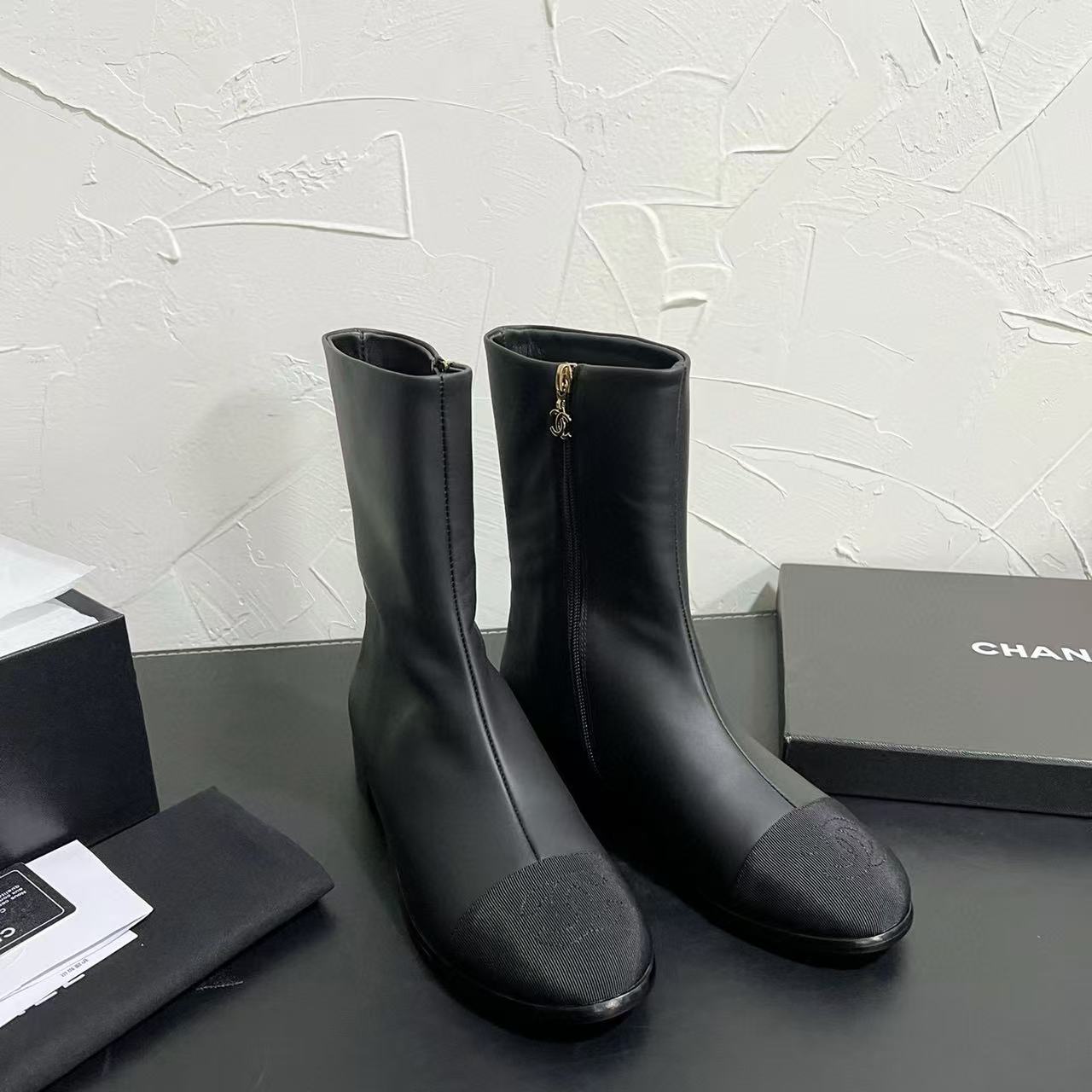 CHANE1高品質フラットアンクルブーツ【50％割引+送料無料】