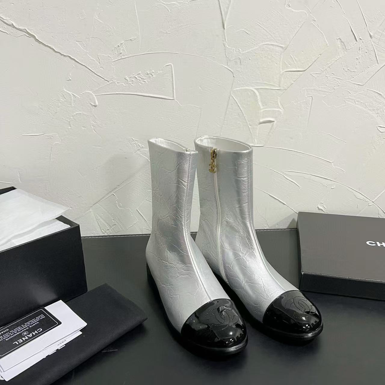 CHANE1高品質フラットアンクルブーツ【50％割引+送料無料】