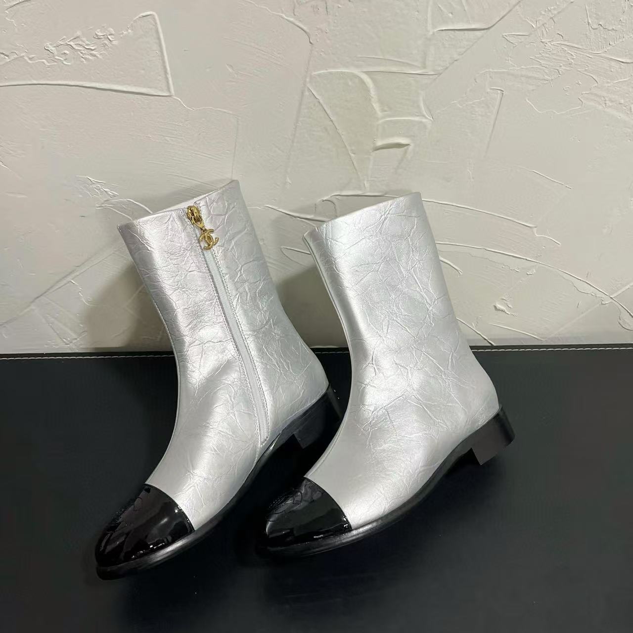 CHANE1高品質フラットアンクルブーツ【50％割引+送料無料】