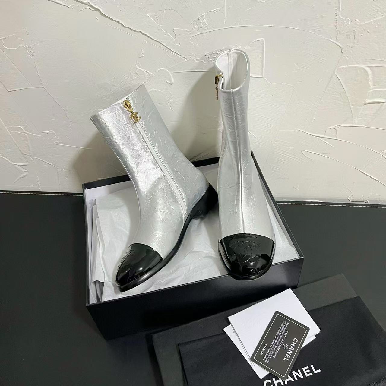 CHANE1高品質フラットアンクルブーツ【50％割引+送料無料】