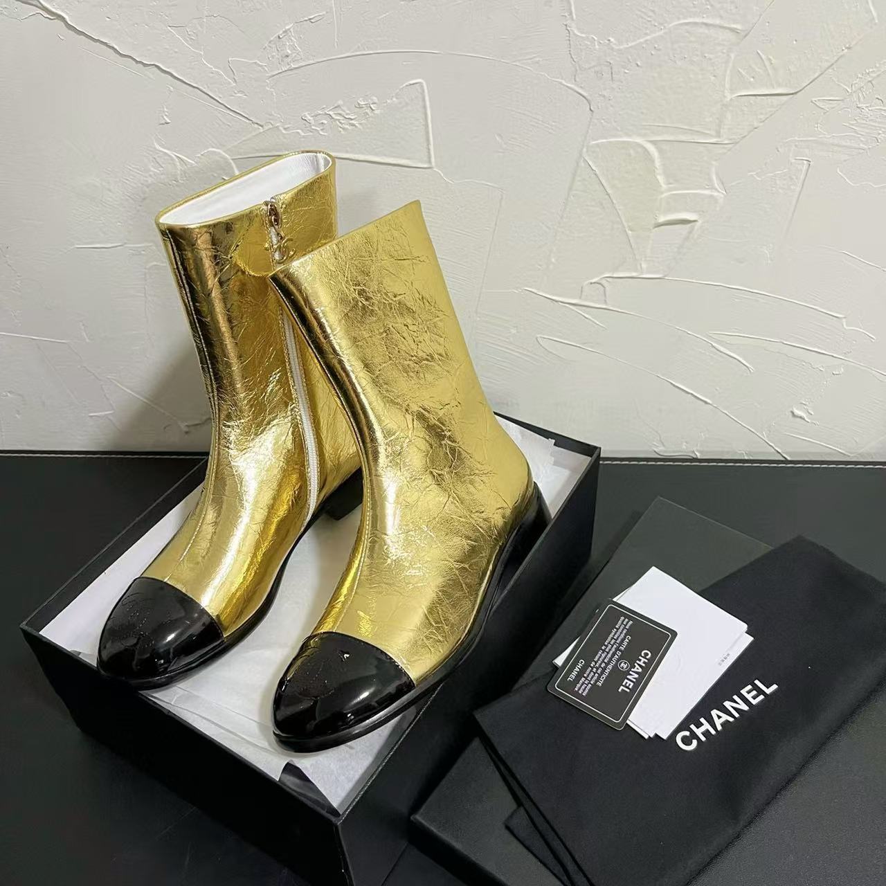 CHANE1高品質フラットアンクルブーツ【50％割引+送料無料】