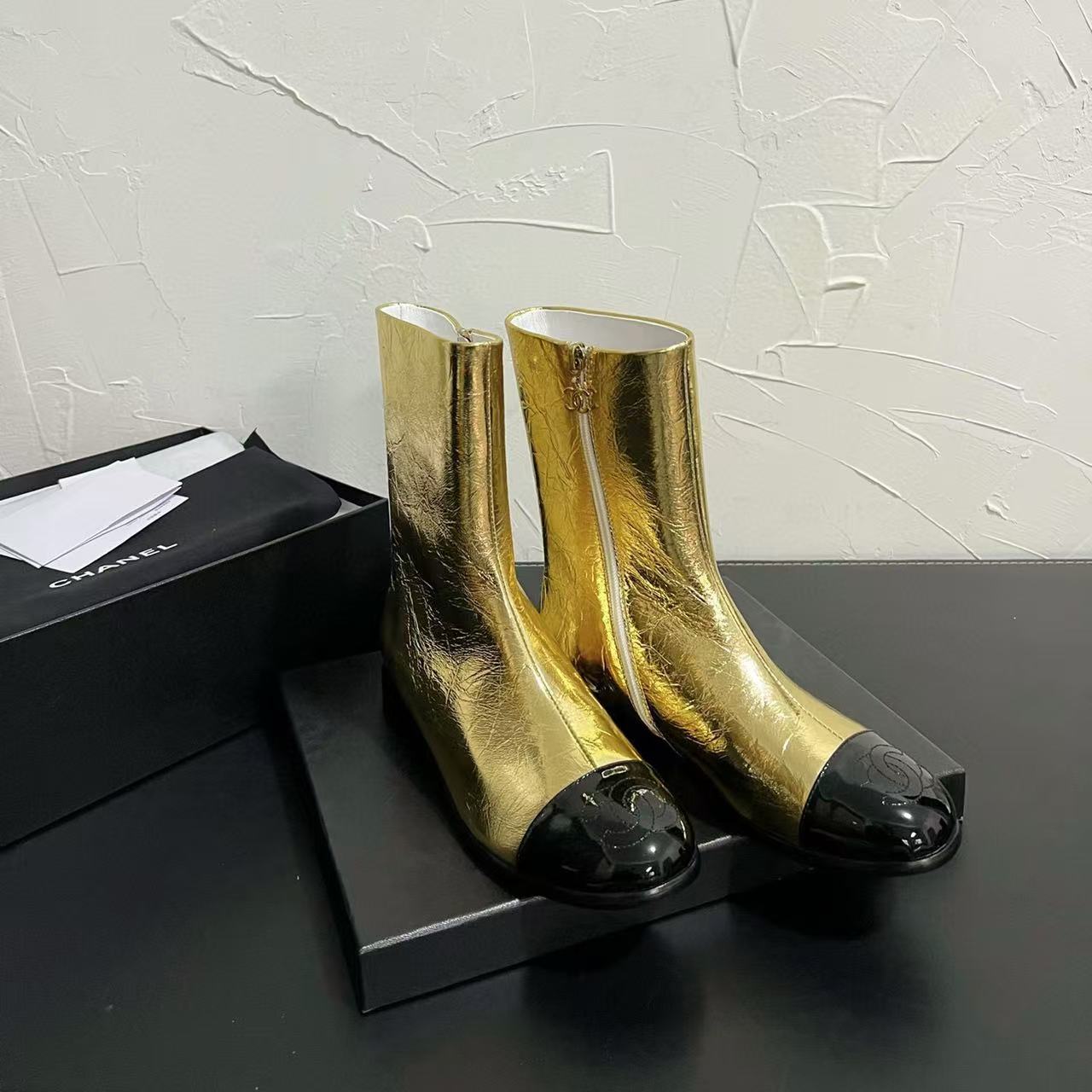 CHANE1高品質フラットアンクルブーツ【50％割引+送料無料】