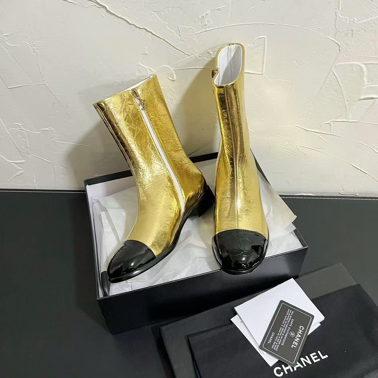 CHANE1高品質フラットアンクルブーツ【50％割引+送料無料】