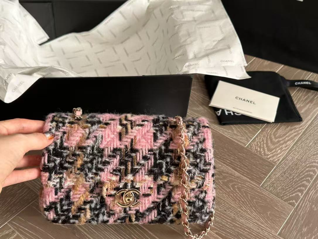 CHANE1 ウール CF チェーンショルダー クロスボディバッグ【50％割引+送料無料】