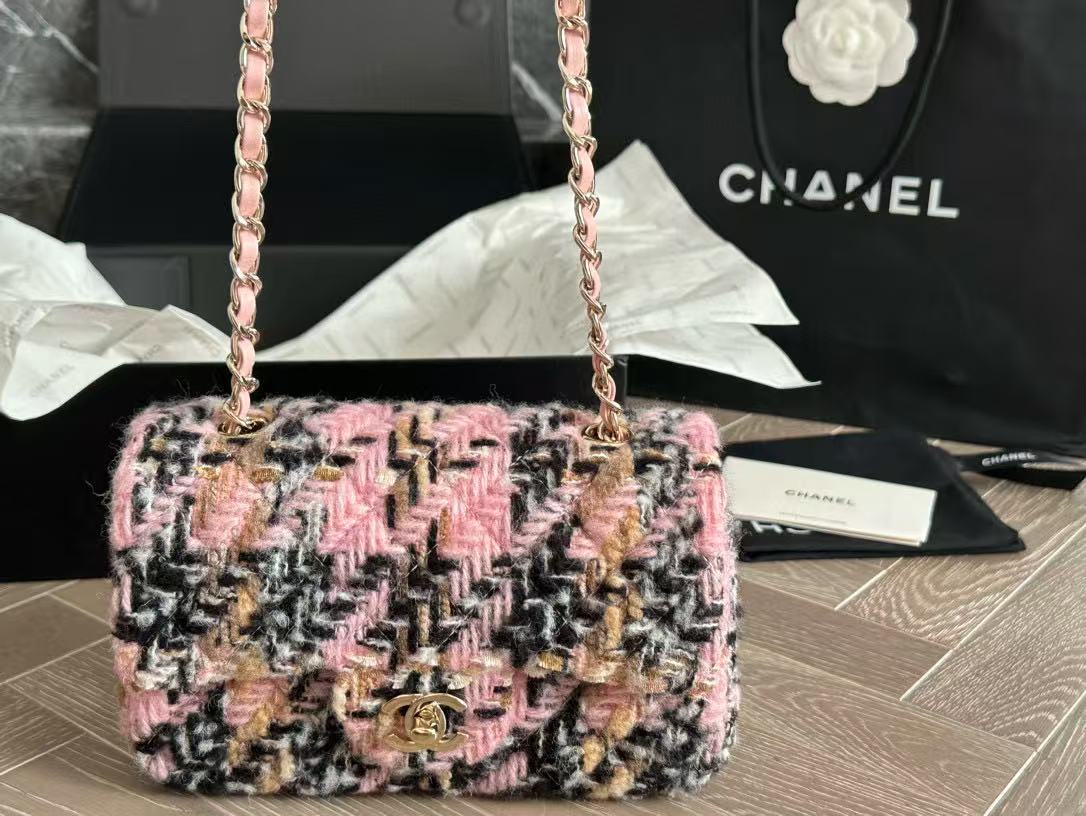 CHANE1 ウール CF チェーンショルダー クロスボディバッグ【50％割引+送料無料】