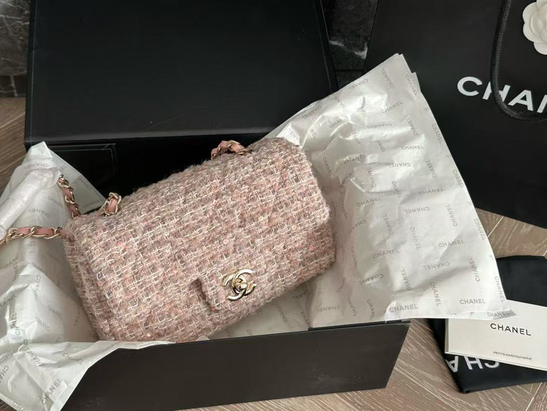 CHANE1 ウール CF チェーンショルダー クロスボディバッグ【50％割引+送料無料】