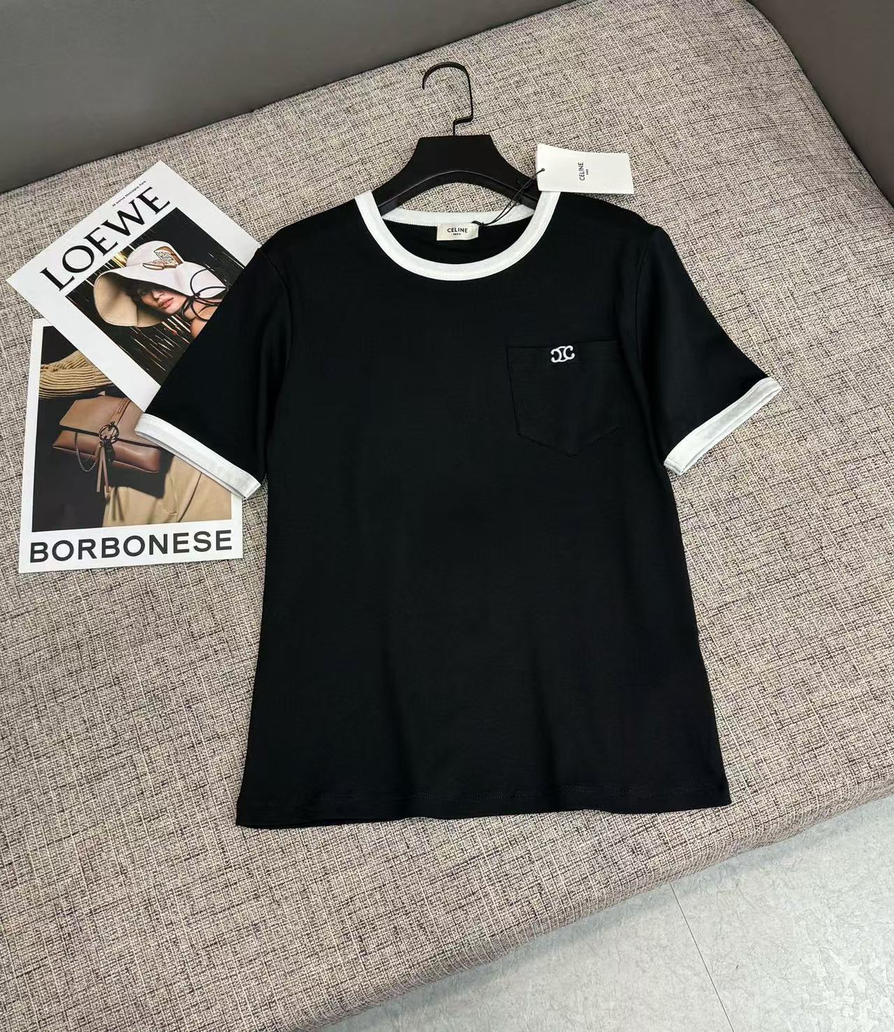 CEL1NE カラーブロックシンプルTシャツ【50％割引+送料無料】
