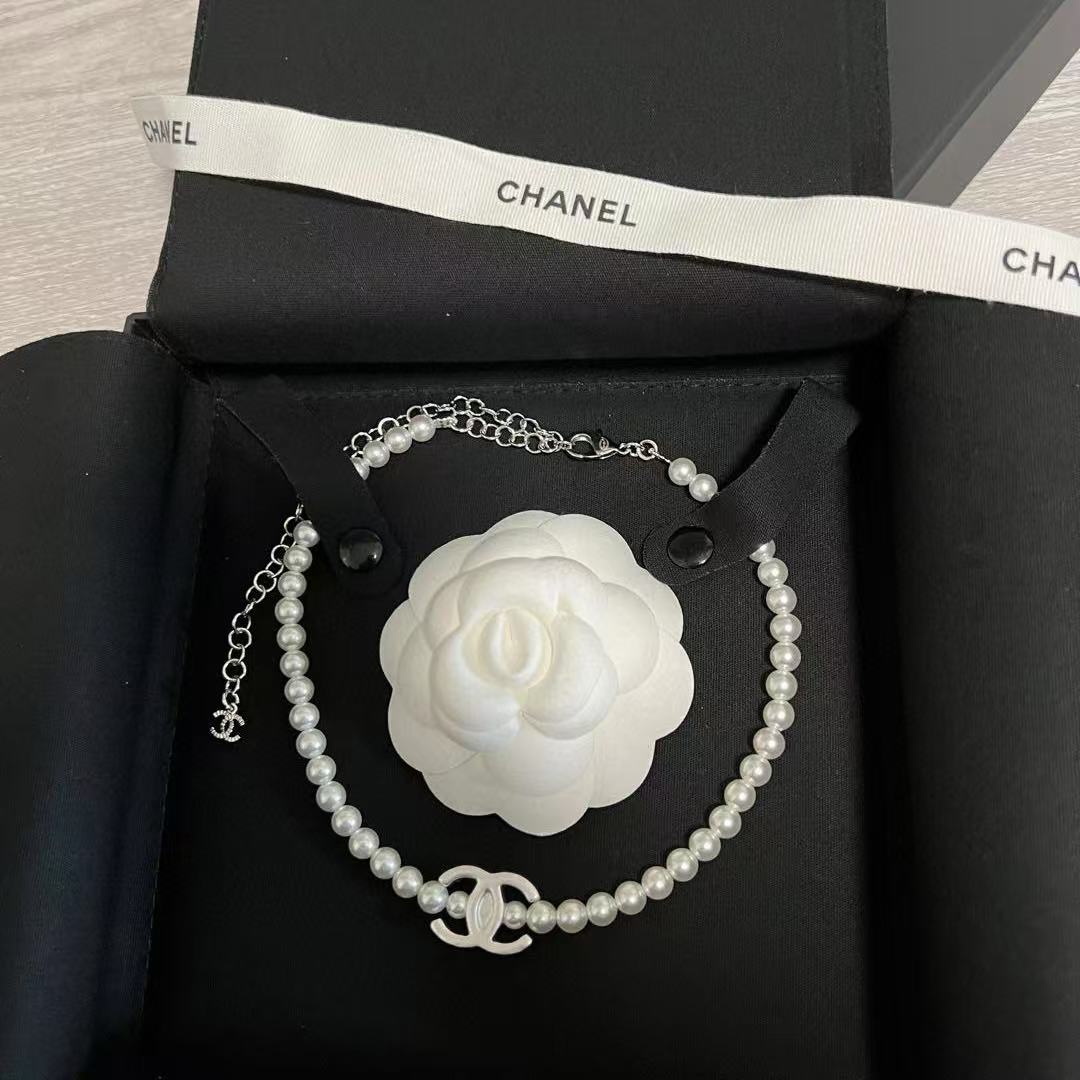 CHANE1 ダブルCロゴパールネックレス【50％割引+送料無料】