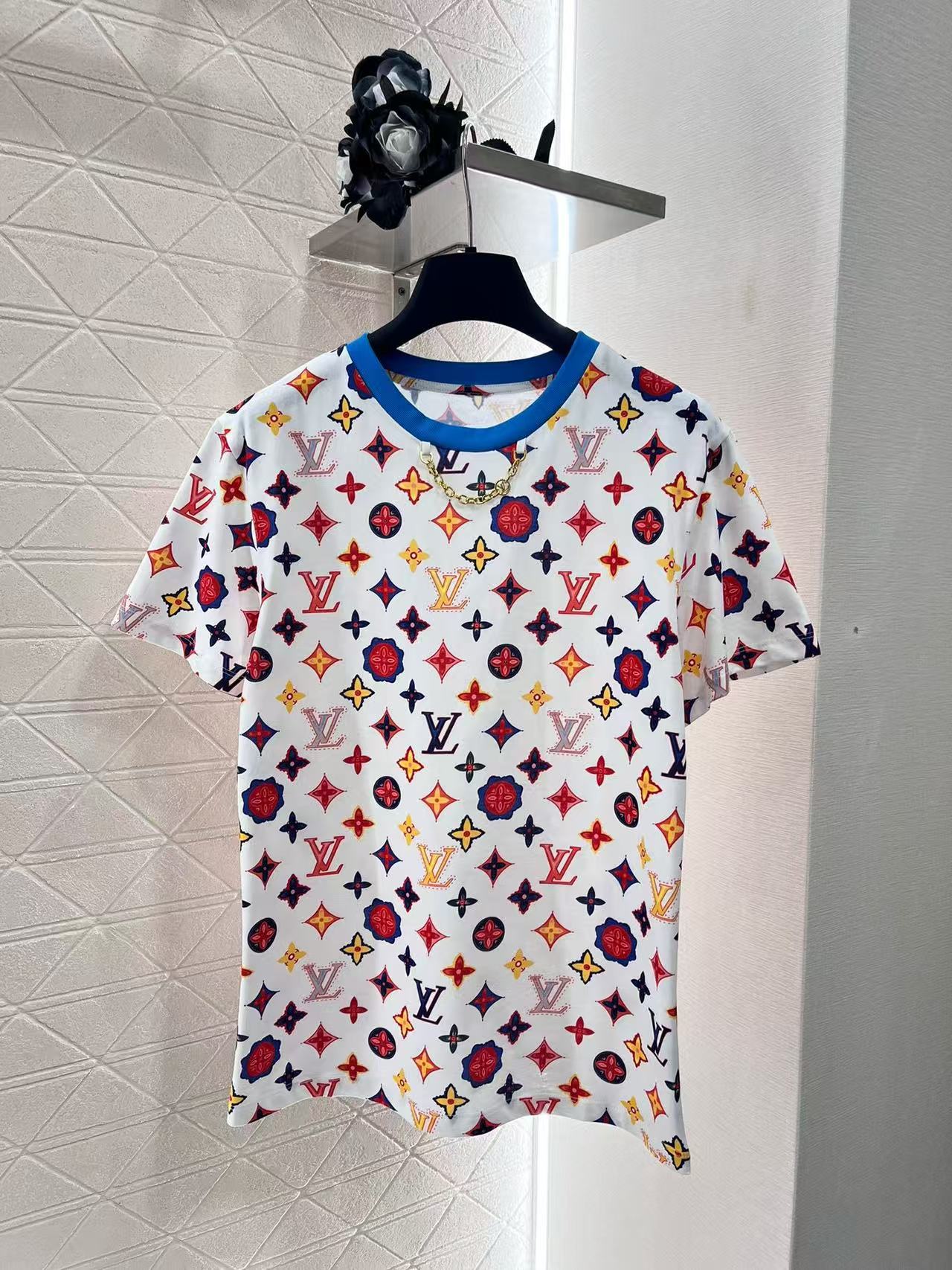 LVプリントチェーンTシャツ【50％割引+送料無料】