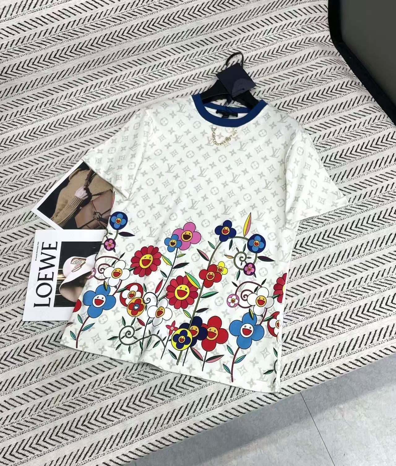 LVチェーンひまわりレターTシャツ【50％割引+送料無料】