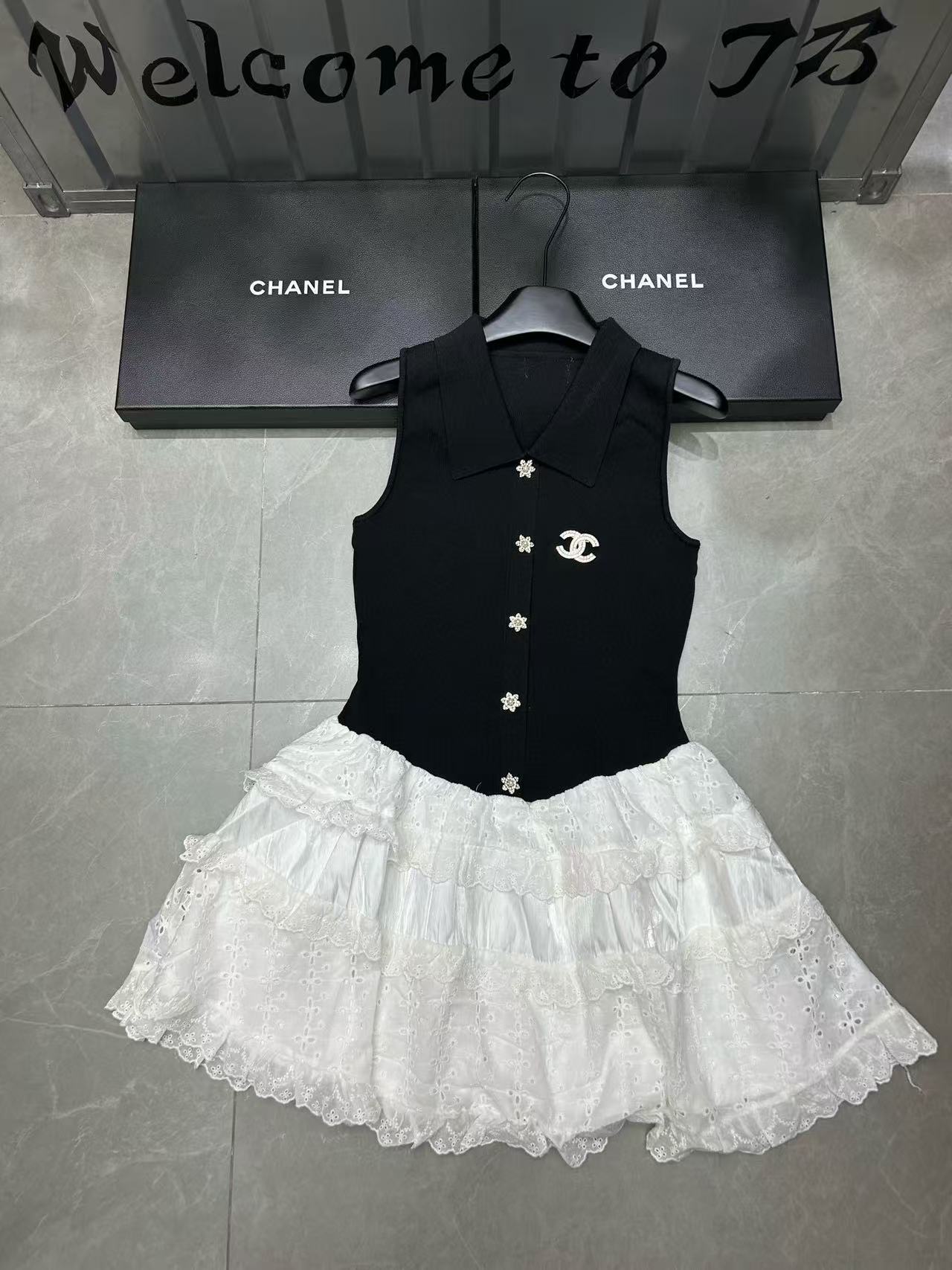 CHANE1 パッチワークレースニットワンピース【50％割引+送料無料】