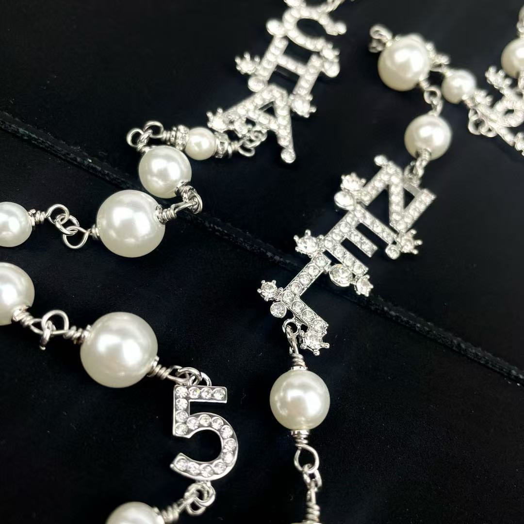 CHANE1 ダイヤモンドとパールのダブルレイヤーセーターネックレス【50％割引+送料無料】