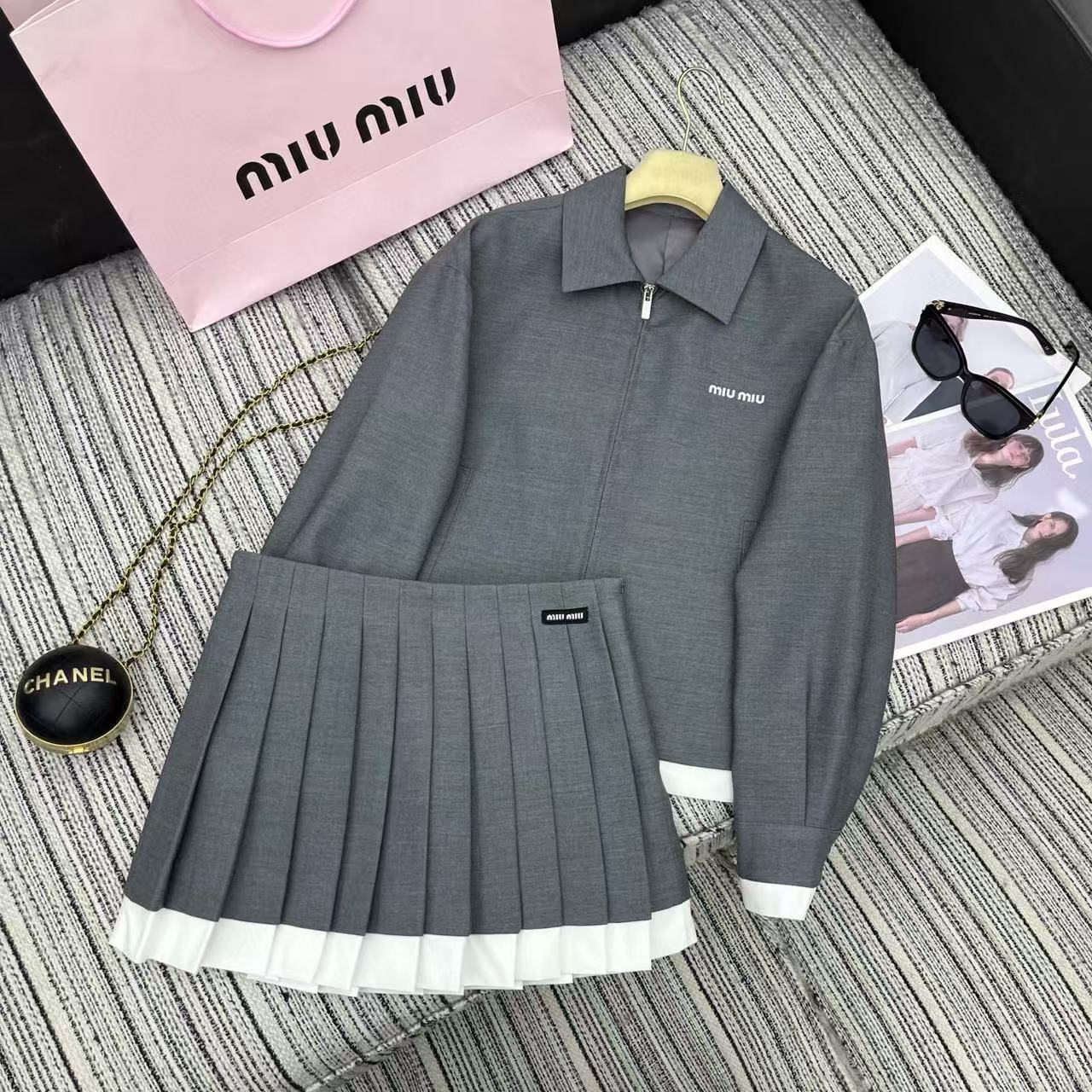 M1UM1U シンプルジャケット+スカート2点セット【 50％割引+送料無料】