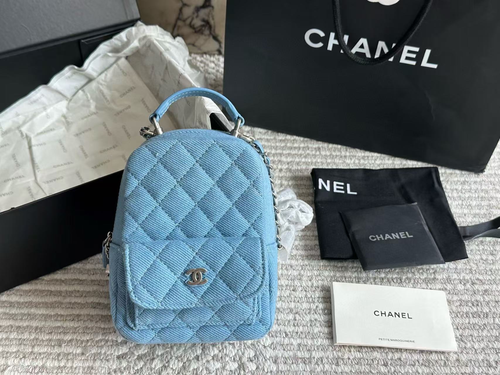 CHANE1 デニムチェーンバックパック【 50％割引+送料無料】
