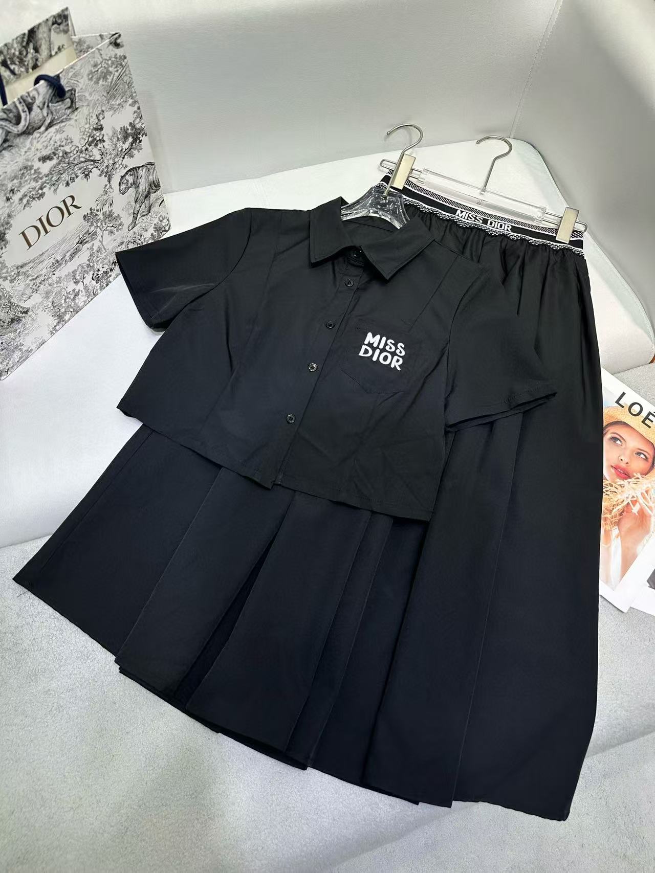 DI0R 高品質シャツ+スカート ツーピースセット【 50％割引+送料無料】