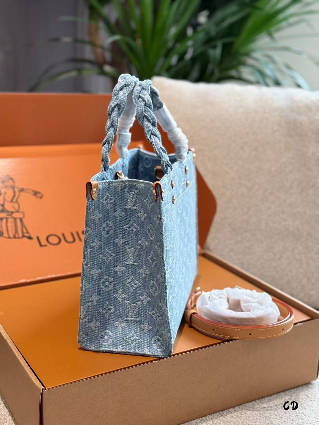 M1UM1U デニムプリント ショッピングバッグ【 50％割引+送料無料】