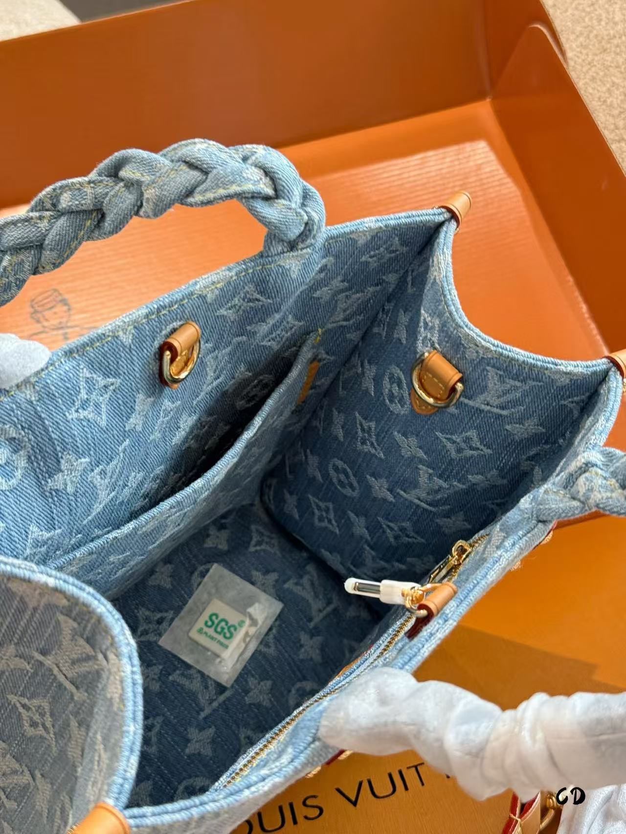 M1UM1U デニムプリント ショッピングバッグ【 50％割引+送料無料】