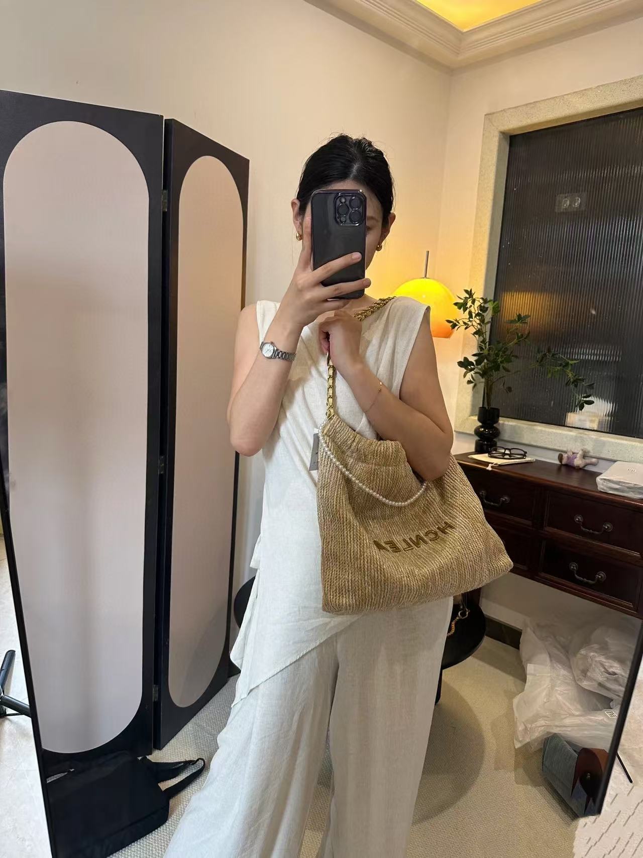 CHANE1 パール編みショッピングバッグ【 50％割引+送料無料】