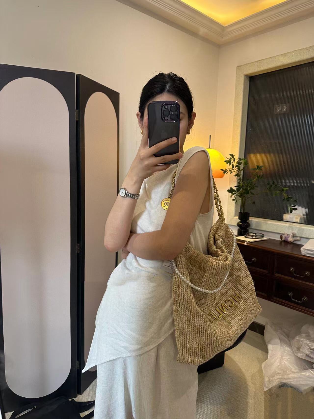 CHANE1 パール編みショッピングバッグ【 50％割引+送料無料】