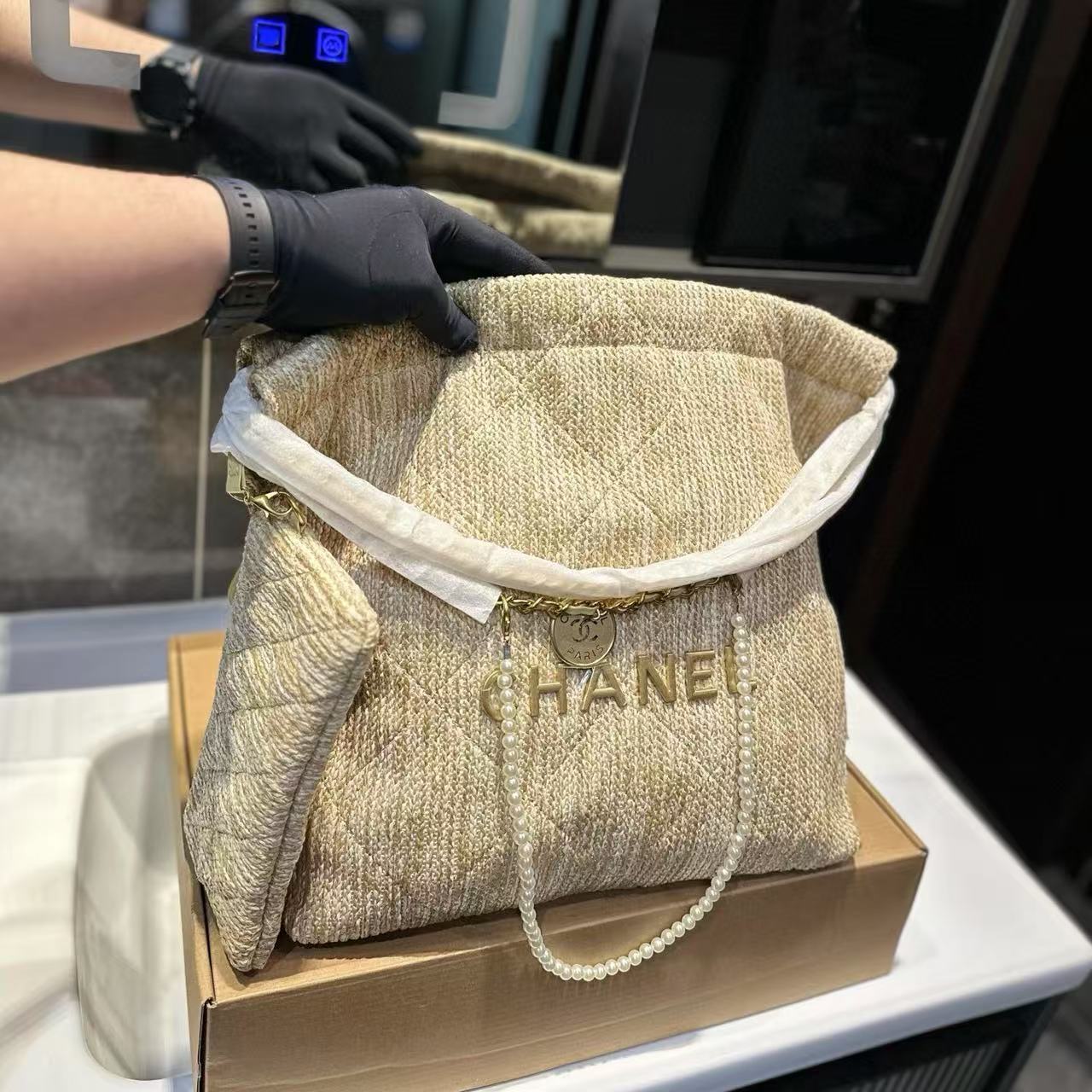 CHANE1 パール編みショッピングバッグ【 50％割引+送料無料】