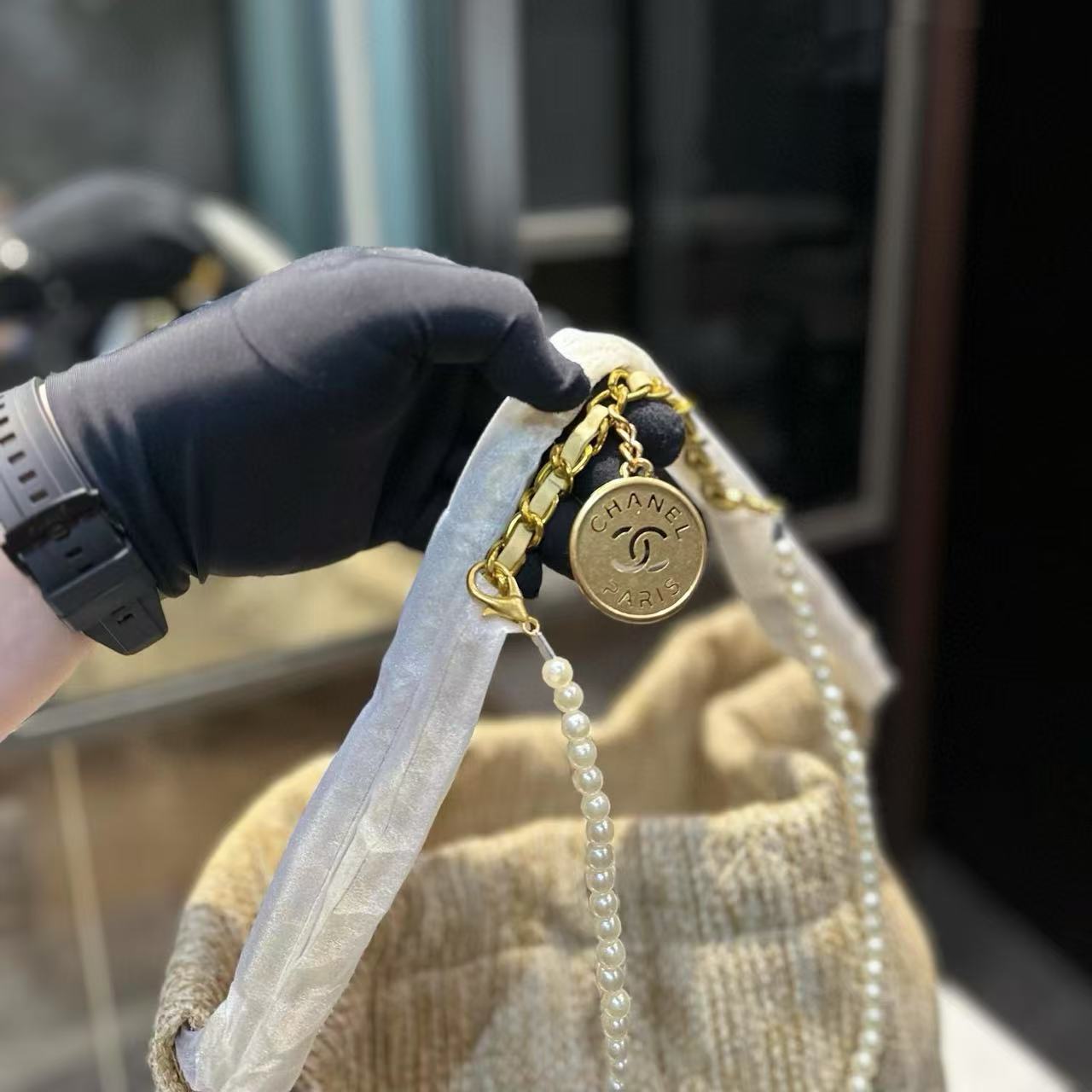 CHANE1 パール編みショッピングバッグ【 50％割引+送料無料】