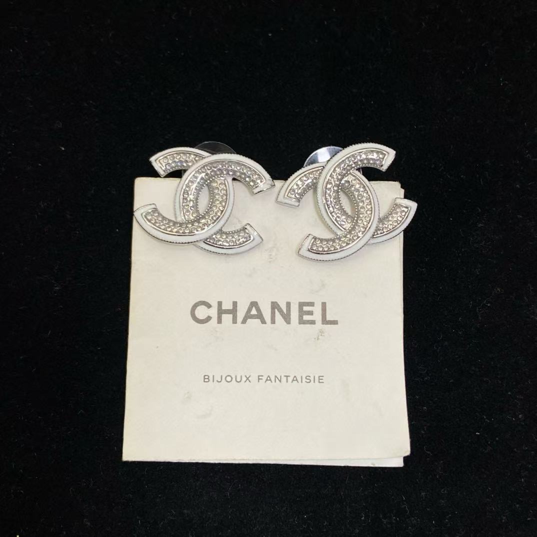 CHANE1 ダブルC ダイヤモンド イヤリング【 50％割引+送料無料】