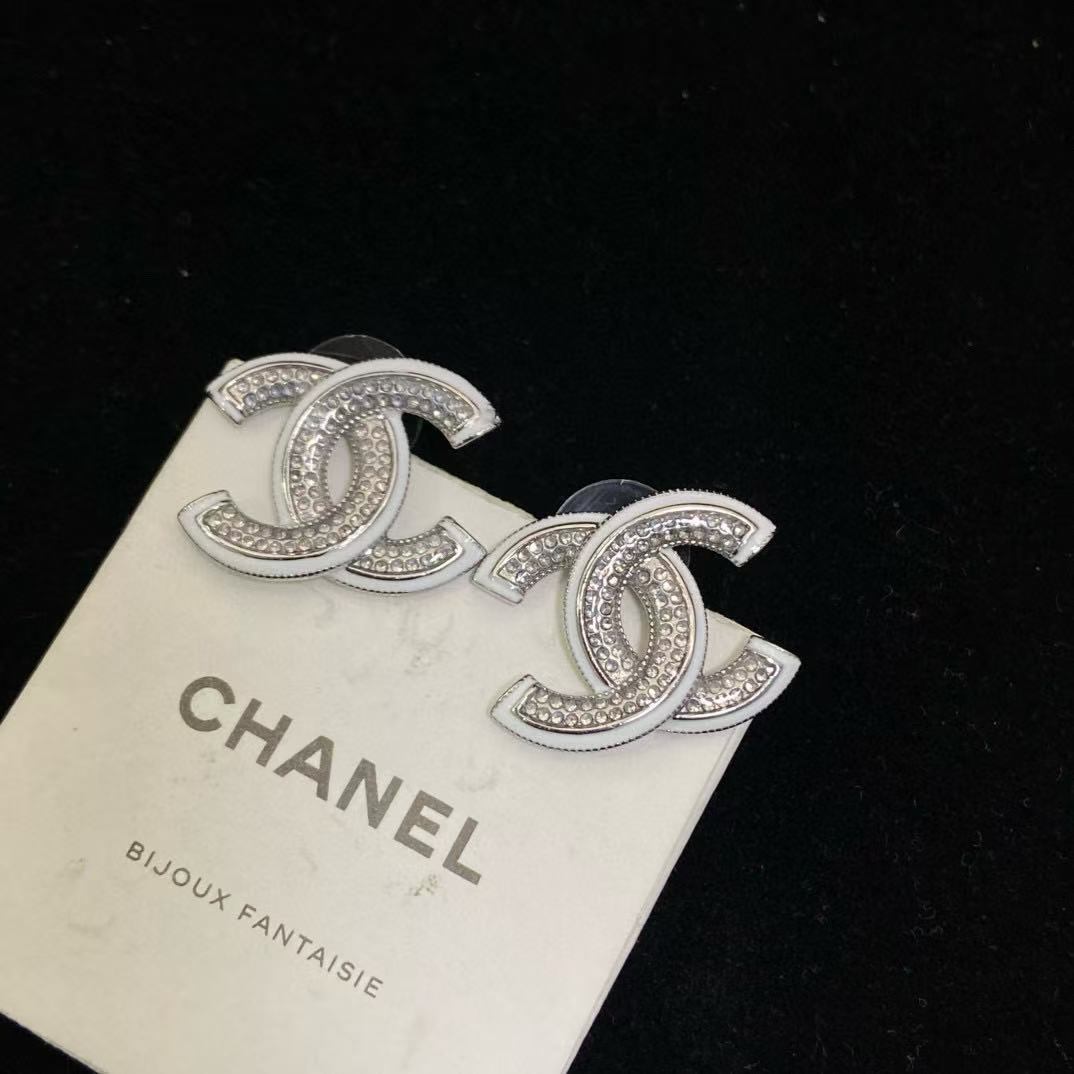 CHANE1 ダブルC ダイヤモンド イヤリング【 50％割引+送料無料】