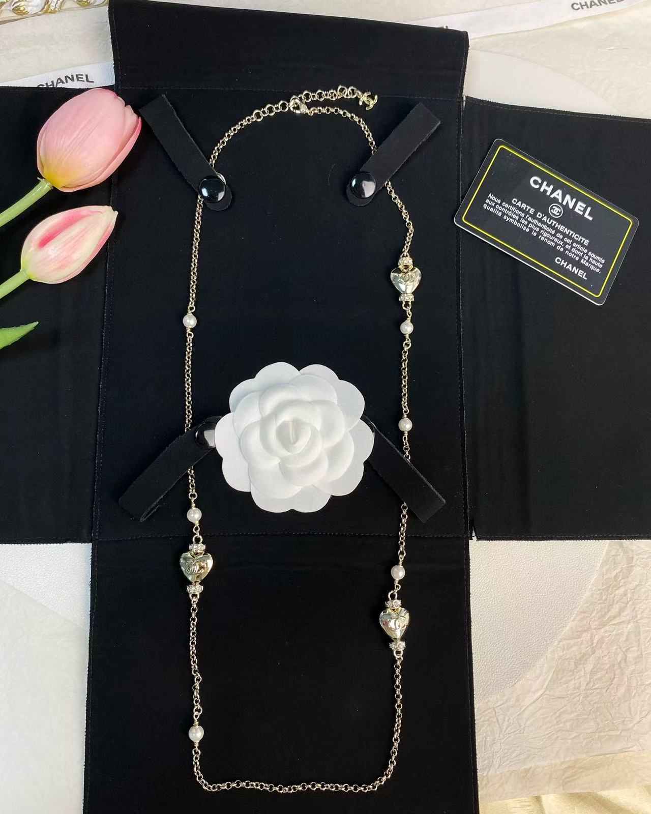 CHANE1 ハートパールセーターネックレス【 50％割引+送料無料】