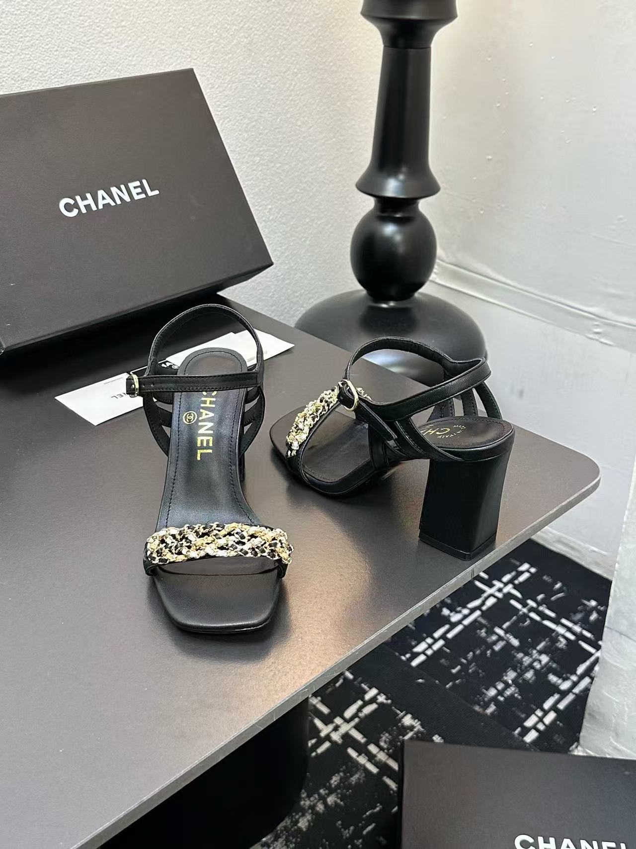 CHANE1 高品質レザーハイヒールサンダル【50％割引+送料無料】