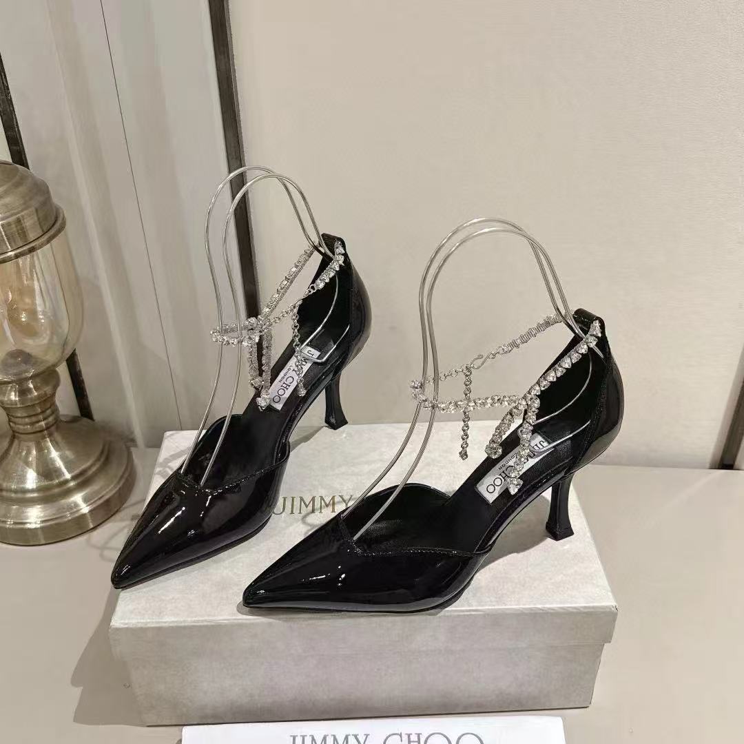 jimmycho0 高品質の尖ったラインストーンハイヒール【50％割引+送料無料】