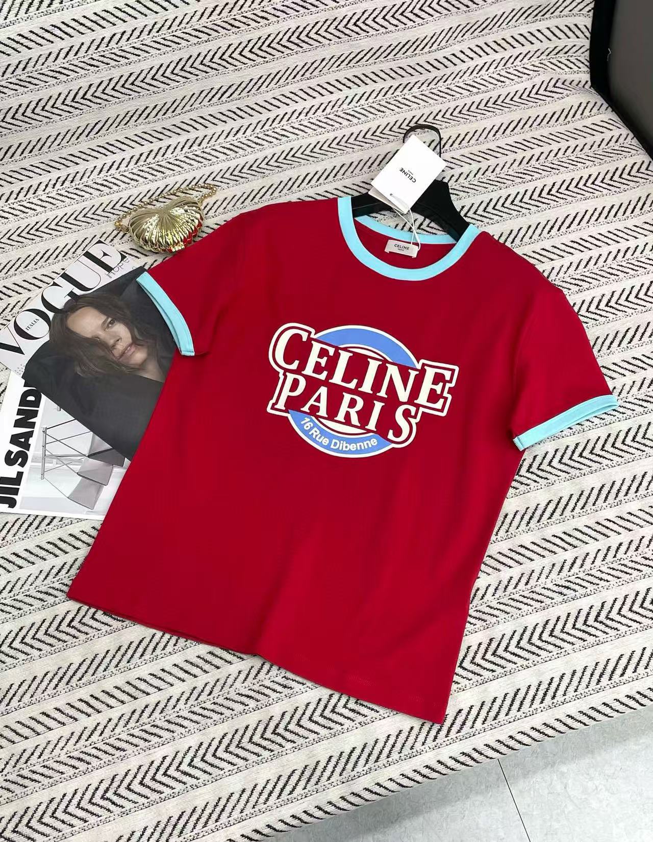 CEL1NE コントラストカラーレタリングTシャツ【 50％割引+送料無料】