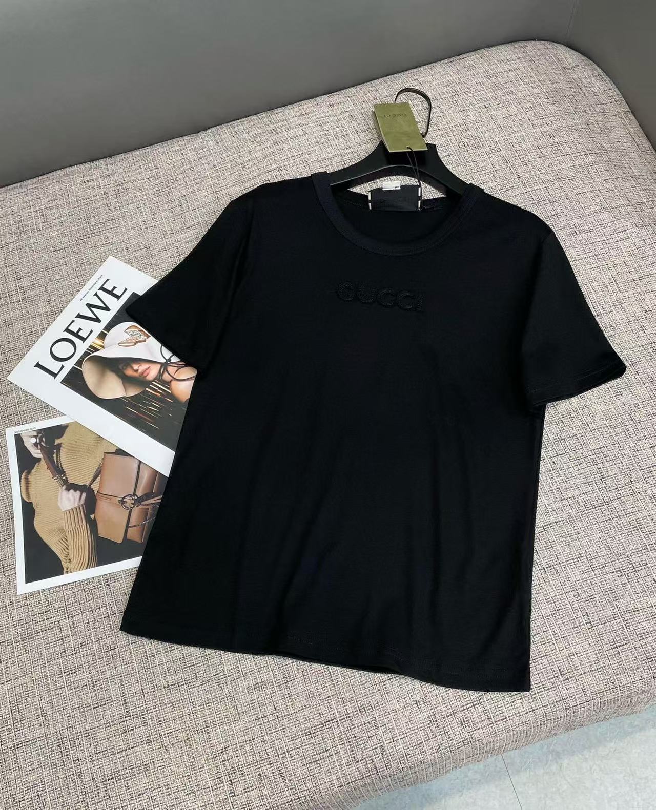 GUCC1 シンプル刺繍レターTシャツ【 50％割引+送料無料】